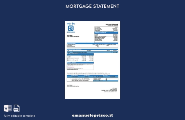 stile verificato India UCO Bank estratto conto mutuo Modello Word e modello PDF
